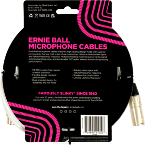 Ernie Ball Ernie Ball 20' XLR Microphone Cable, White