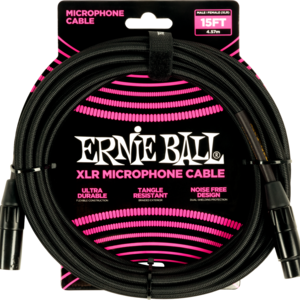 Ernie Ball Ernie Ball 15' Braided XLR Microphone Cable, Black