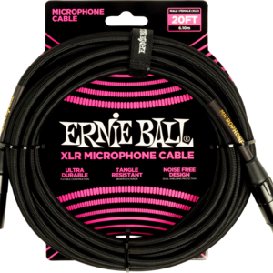 Ernie Ball Ernie Ball 20' Braided XLR Microphone Cable, Black