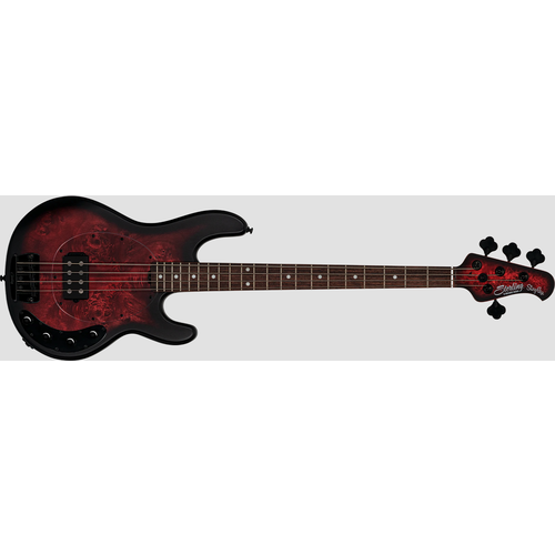 Sterling by Music Man Sterling by Music Man StingRay RAY34 Poplar Burl in Dark Scarlet Burst Satin w/Gig Bag