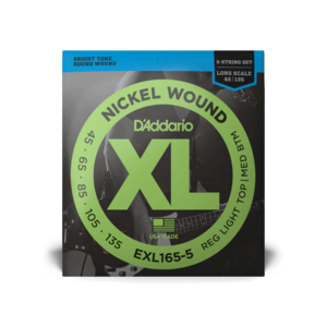 D'Addario 45-135 Regular Light Top/Medium Bottom 5-String, Long Scale, XL Nickel Bass Strings