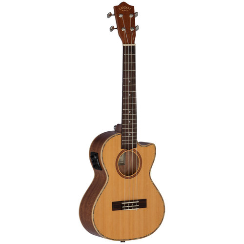 Lanikai Lanikai Solid Cedar/Mahogany Cutaway Electric Tenor Ukulele w/Gig Bag