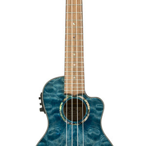 Lanikai Lanikai Quilted Maple Cutaway Electric Concert Ukulele in Trans Blue w/Case