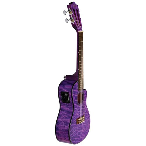 Lanikai Lanikai Quilted Maple Cutaway Electric Concert Ukulele in Trans Purple w/Case