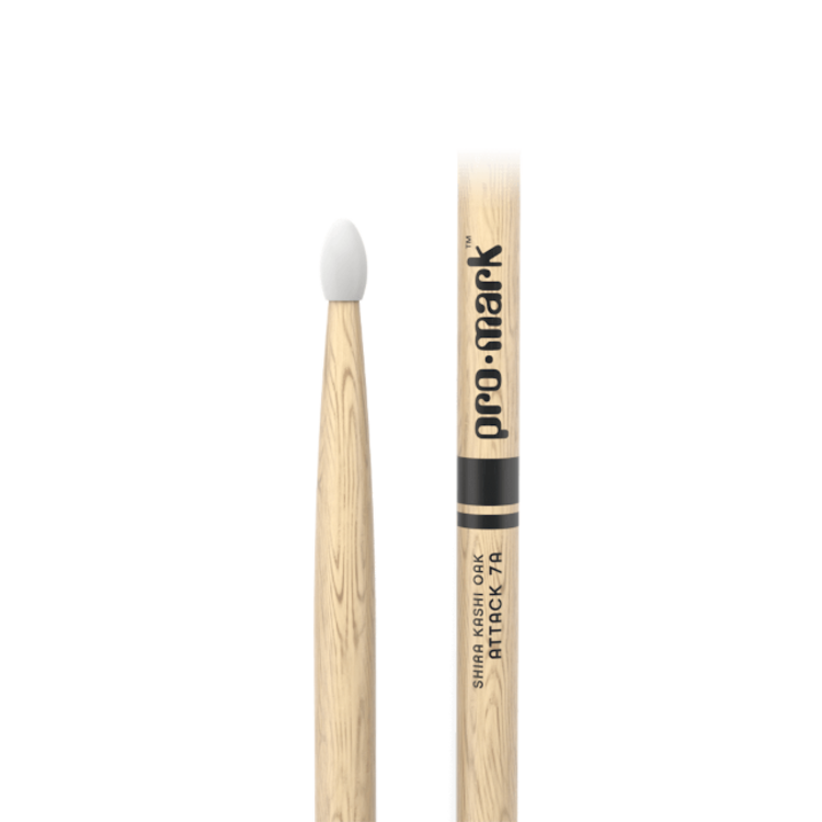 Promark Classic Attack 7A Shira Kashi Oak Drumstick, Oval Nylon Tip