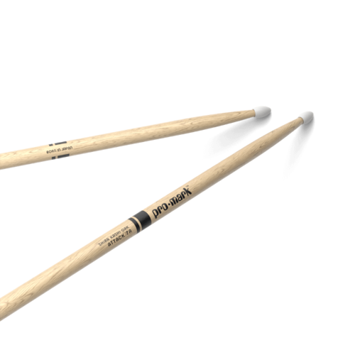 Promark Classic Attack 7A Shira Kashi Oak Drumstick, Oval Nylon Tip