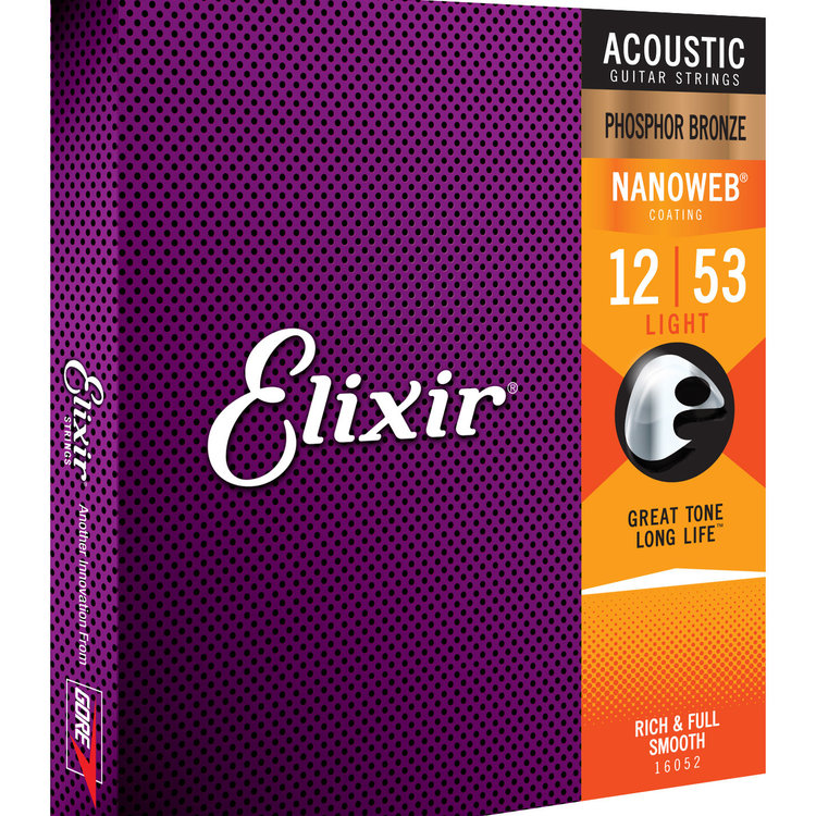 Elixir Elixir Phosphor Bronze Nanoweb Acoustic Guitar Strings - Light 12-53