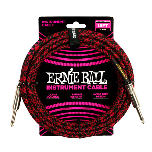 Ernie Ball Ernie Ball 18' Braided Instrument Cable, Red/Black