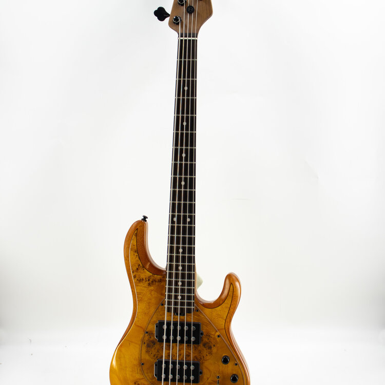 Sterling by Music Man Sterling by Music Man StingRay 5 HH RAY35HH Poplar Burl in Amber w/Gig Bag