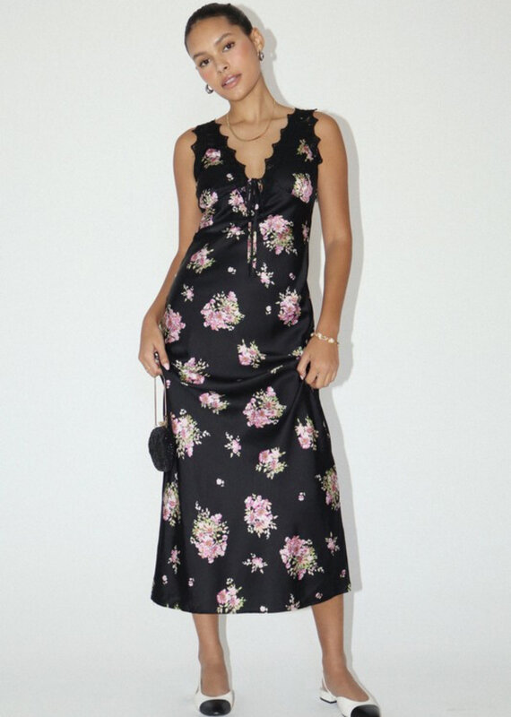 Floral satin midi dress