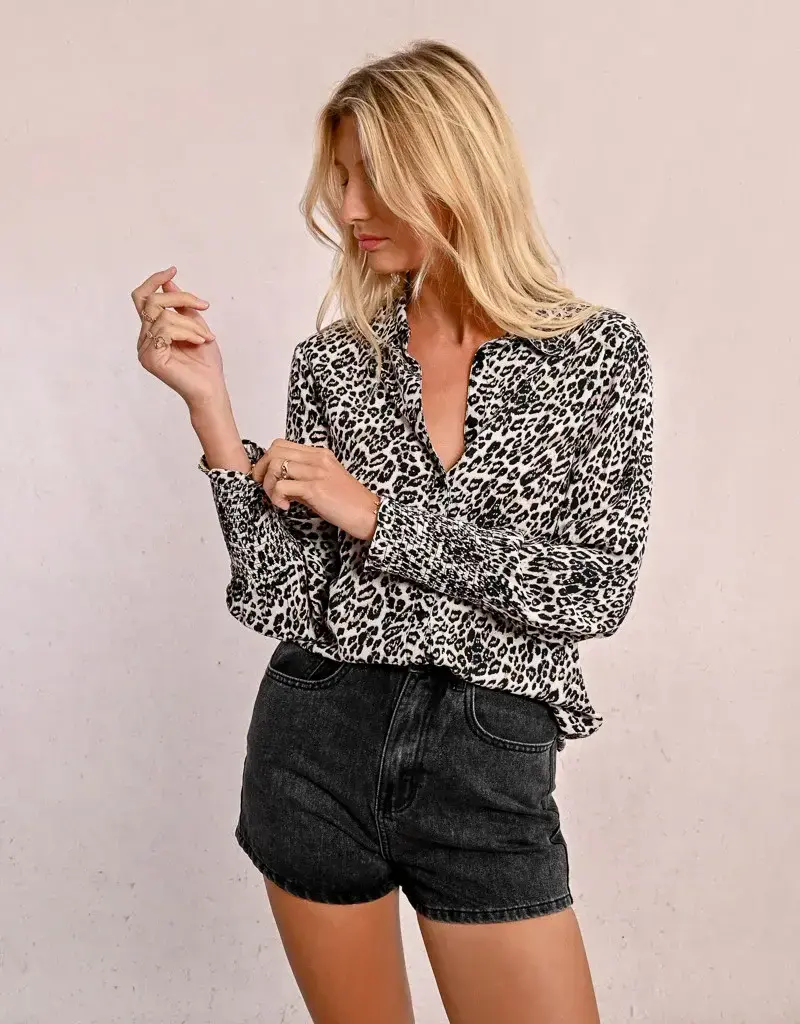 Leopard button up blouse