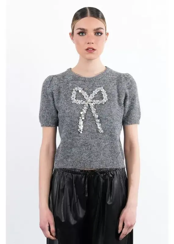 Sparkle bow sweater s/s