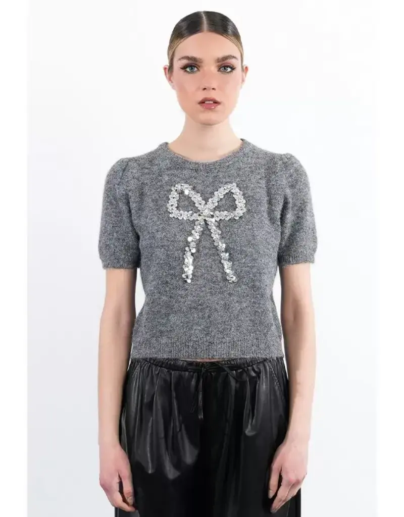 Sparkle bow sweater s/s