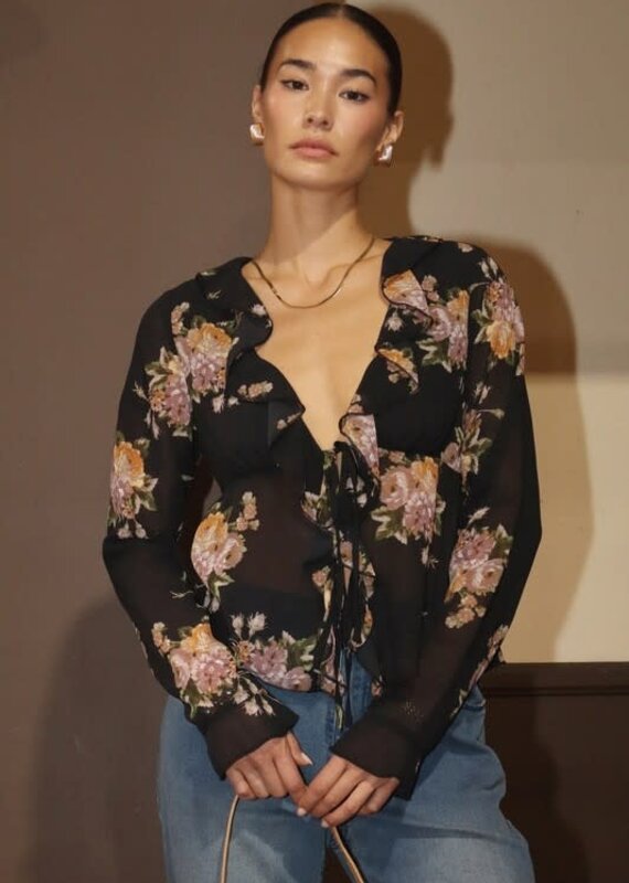 Floral ruffle blouse