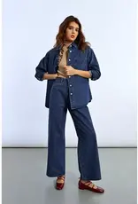 Denim leopard shacket