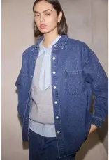 Denim leopard shacket