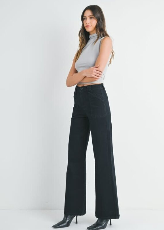 Patch pocket wide leg flare
