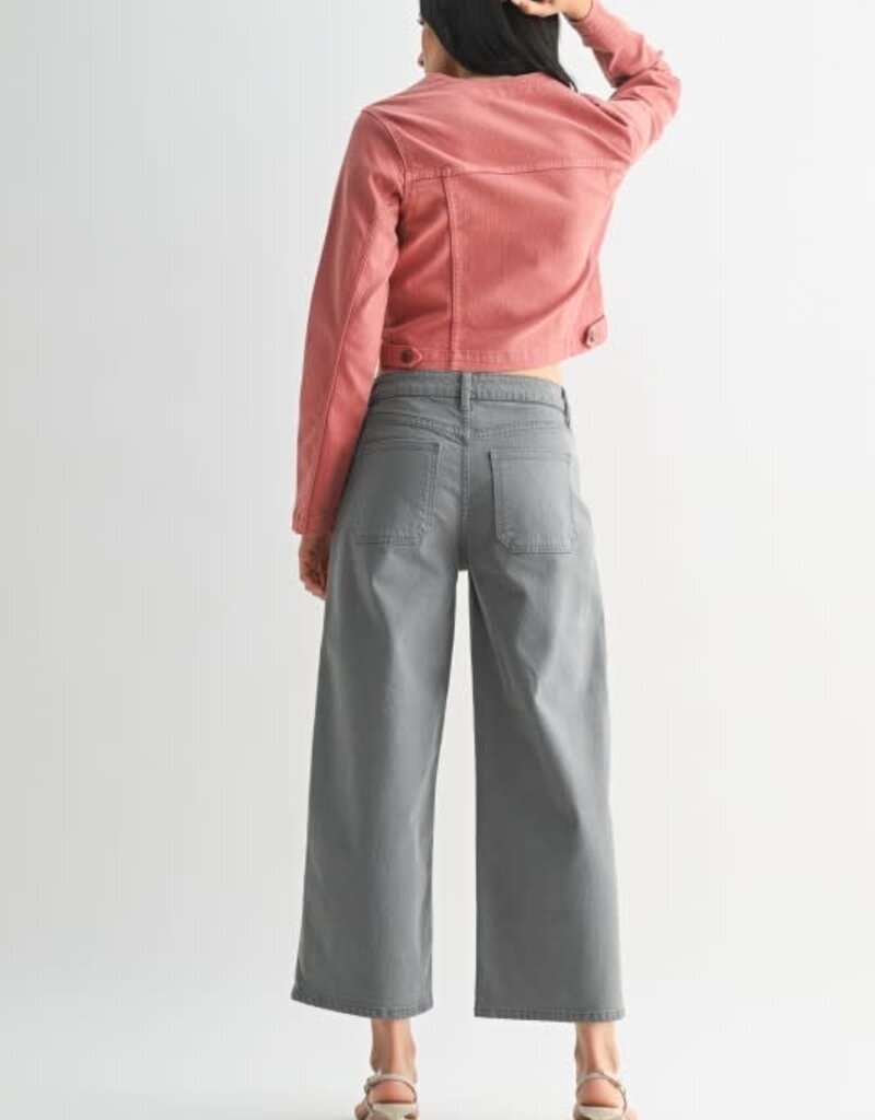 High rise cropped wide leg