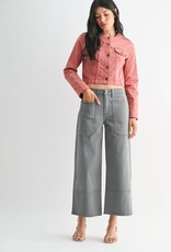 High rise cropped wide leg