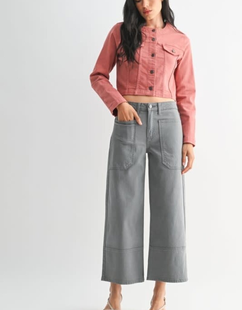 High rise cropped wide leg