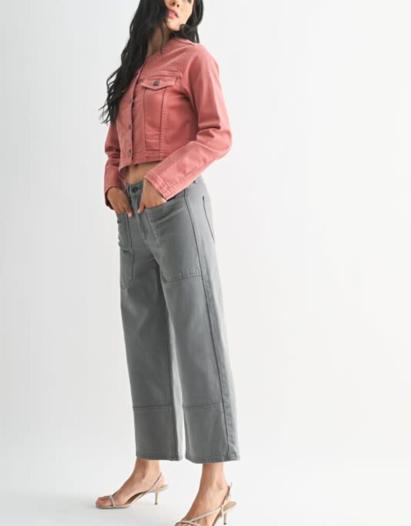 High rise cropped wide leg