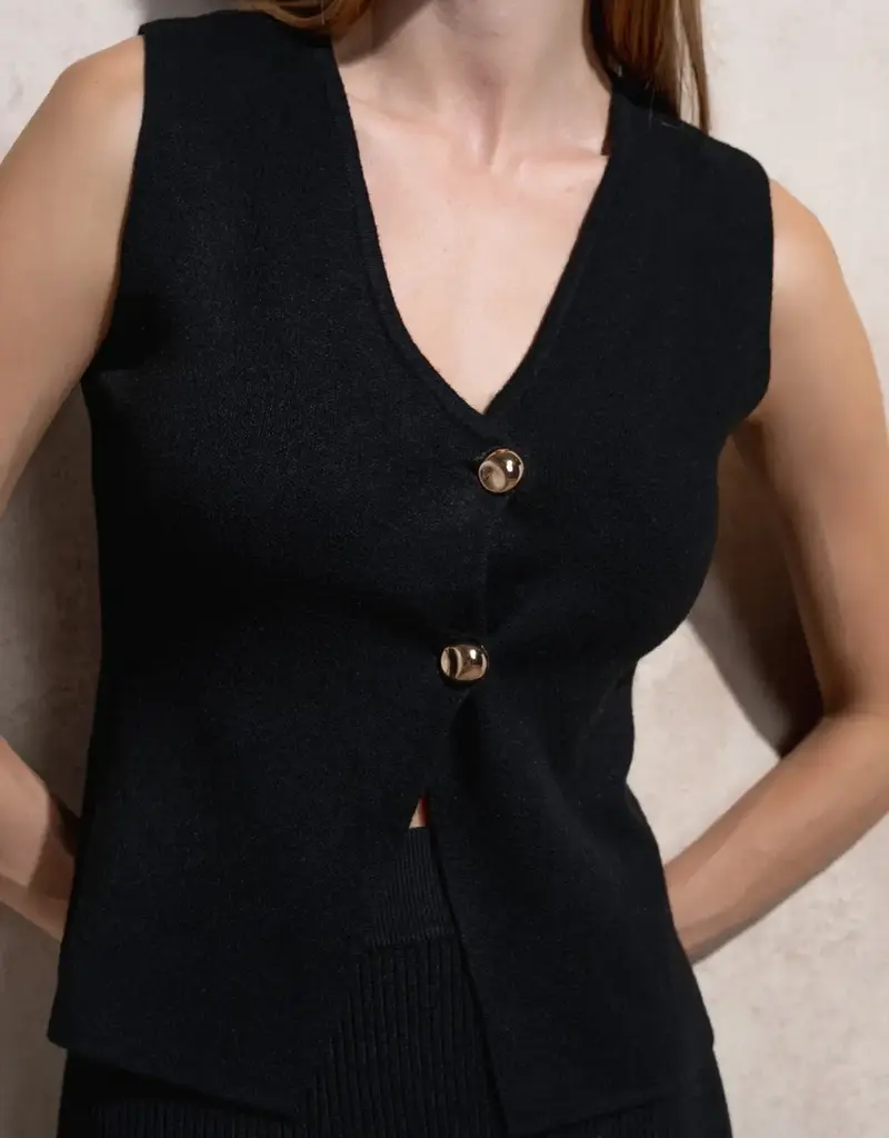 Knit vest w/gld button