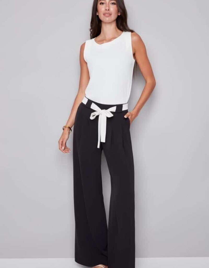 fiona vegan silk belted wide leg pant