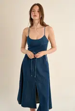 Corset back denim dress
