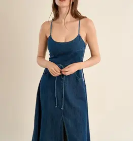 Corset back denim dress