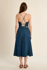 Corset back denim dress