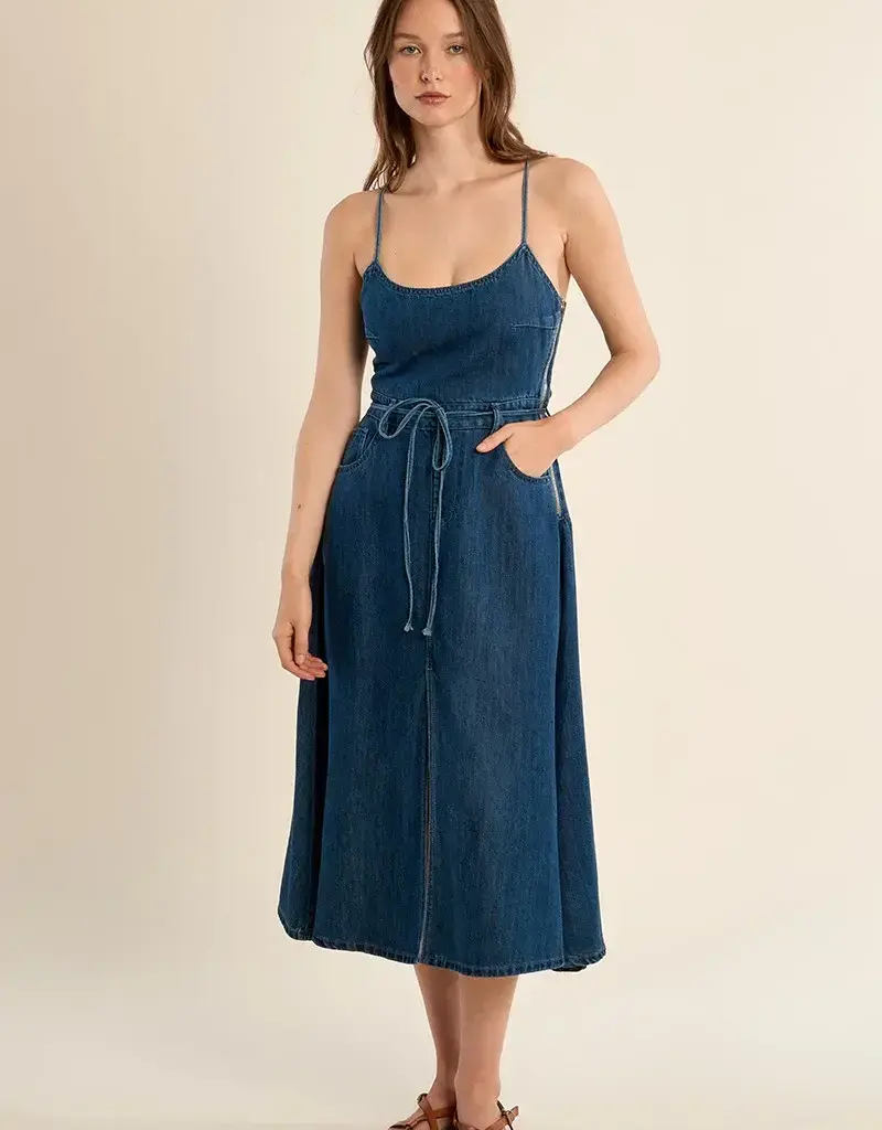 Corset back denim dress