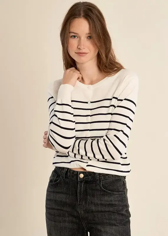 Stripe knit cardi