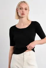 Keyhole back knit top s/s