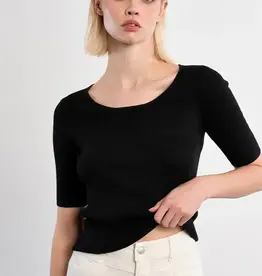 Keyhole back knit top s/s