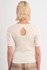 Keyhole back knit top s/s