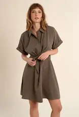 Tie front shirt dress