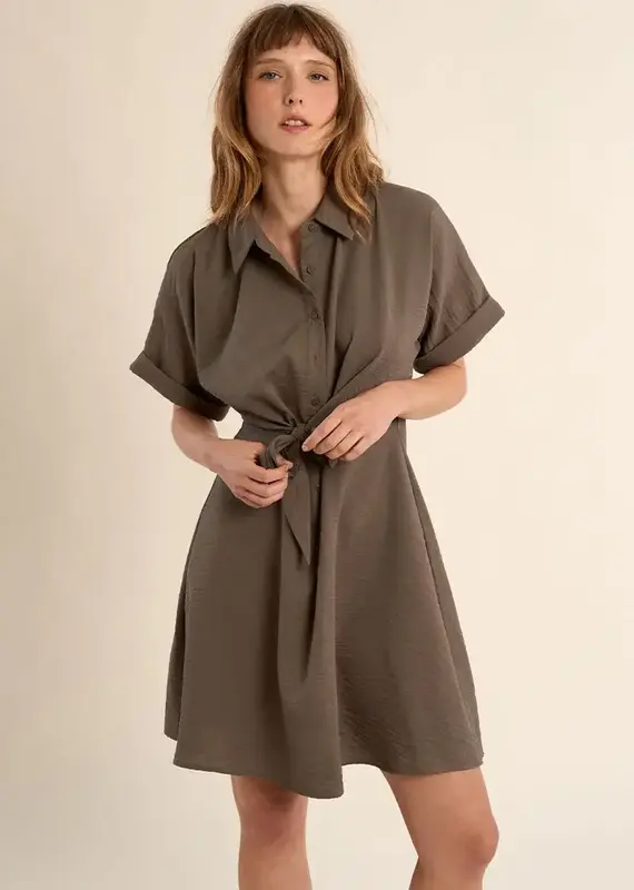Tie front shirt dress