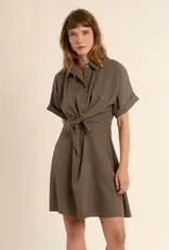 Tie front shirt dress