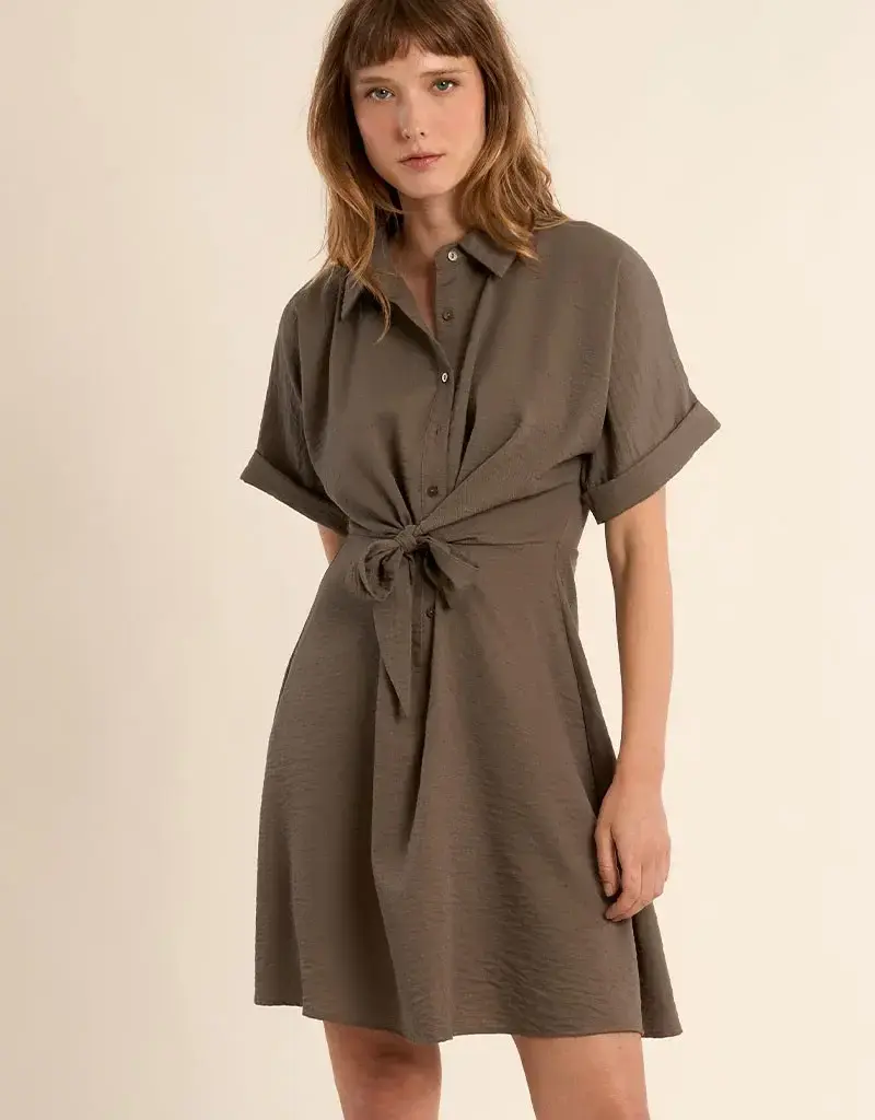Tie front shirt dress