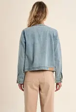 Collarless jean jacket