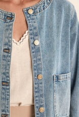 Collarless jean jacket