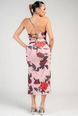 Floral dress w/mesh overlay
