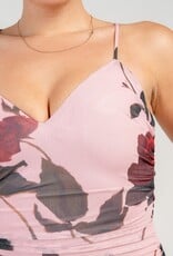 Floral dress w/mesh overlay