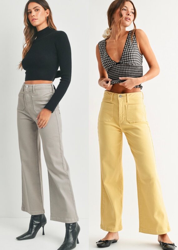 Patch pocket wide leg