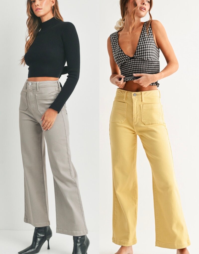 Patch pocket wide leg