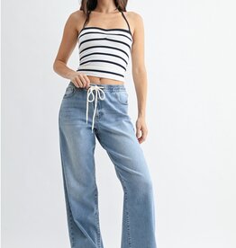 Longer length pull on drawstring