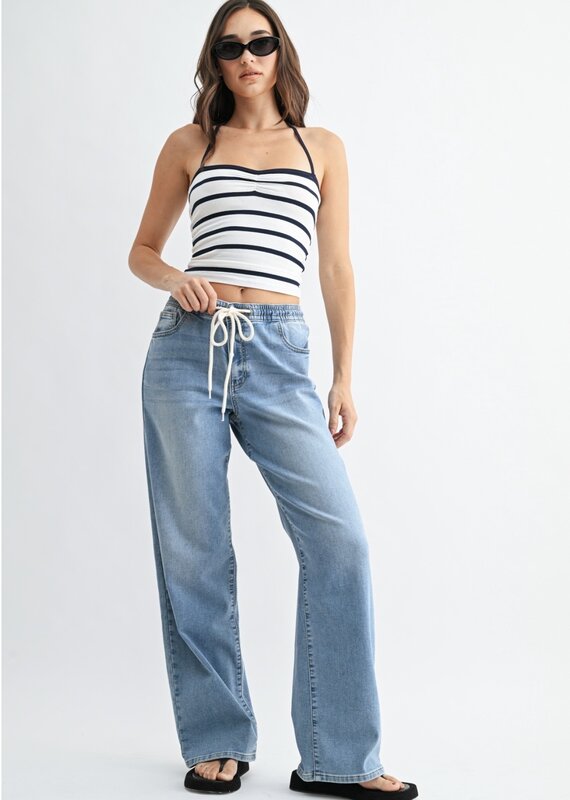 Longer length pull on drawstring