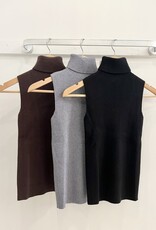 T-neck slvless knit