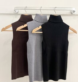 T-neck slvless knit