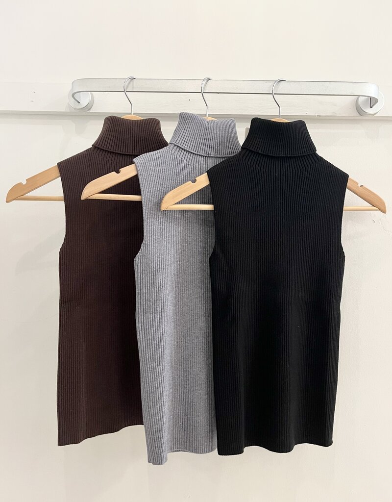T-neck slvless knit